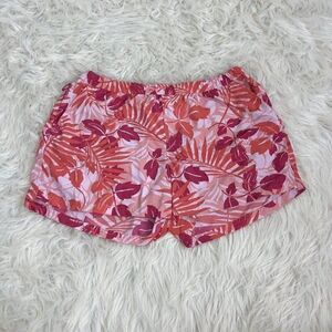 LL Bean Womens Pink Floral Nylon Outdoor Hiking Casual Hybrid Shorts Size XL
